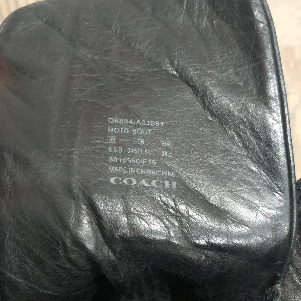 Coach Moto Buckle Boots - Black Pebble Leather - Size 8.5 - Picture 6 of 7